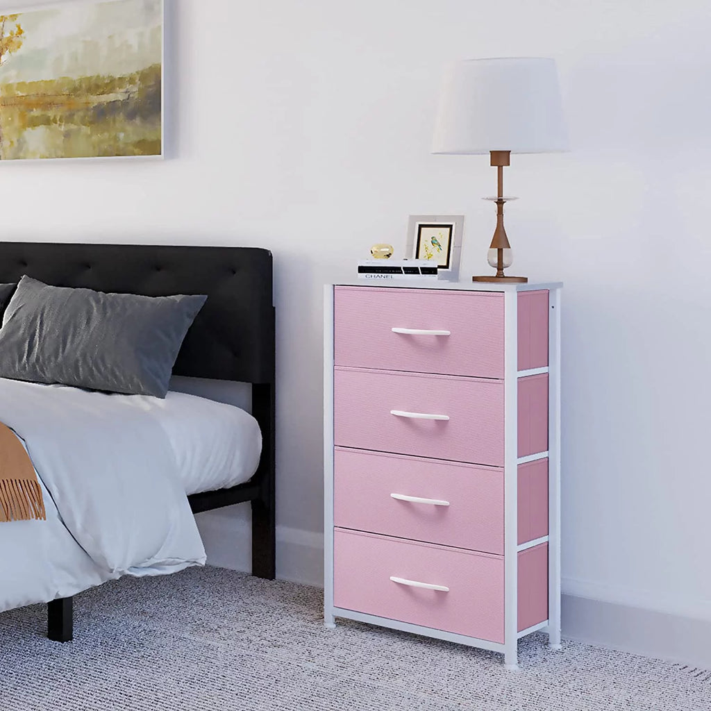 Pink 4 Drawer Fabric Dresser I19744