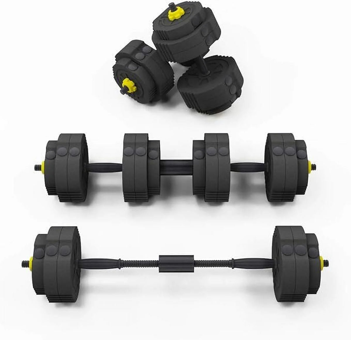 55lb Adjustable Dumbbells Set with Connecting Rod Black I1913
