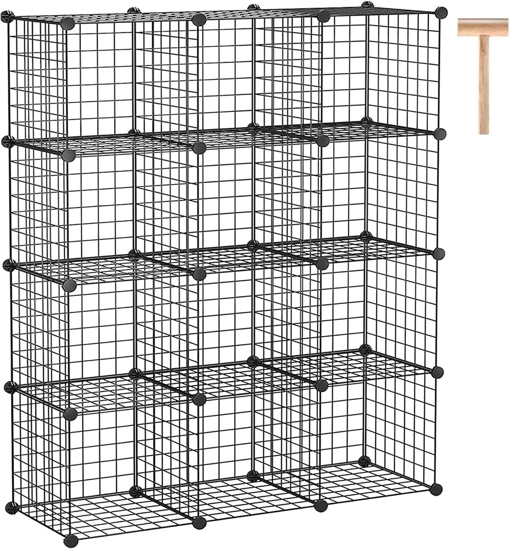 12-Cube Black Wire Cube Storage Organizer I3272
