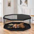 Foldable Metal Dog Playpen with Top Cover and Bottom Pad Q705926