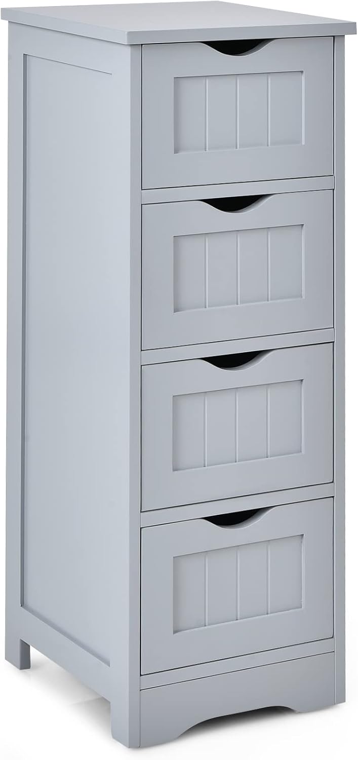 White 4 Drawer Wooden Bathroom Floor Cabinet P570905