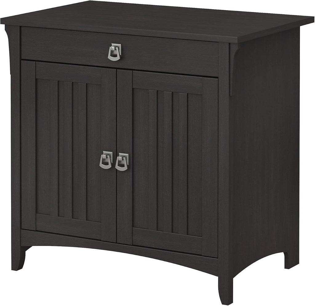 Vintage Black Secretary Desk with Keyboard Tray and Storage Cabinet S563226