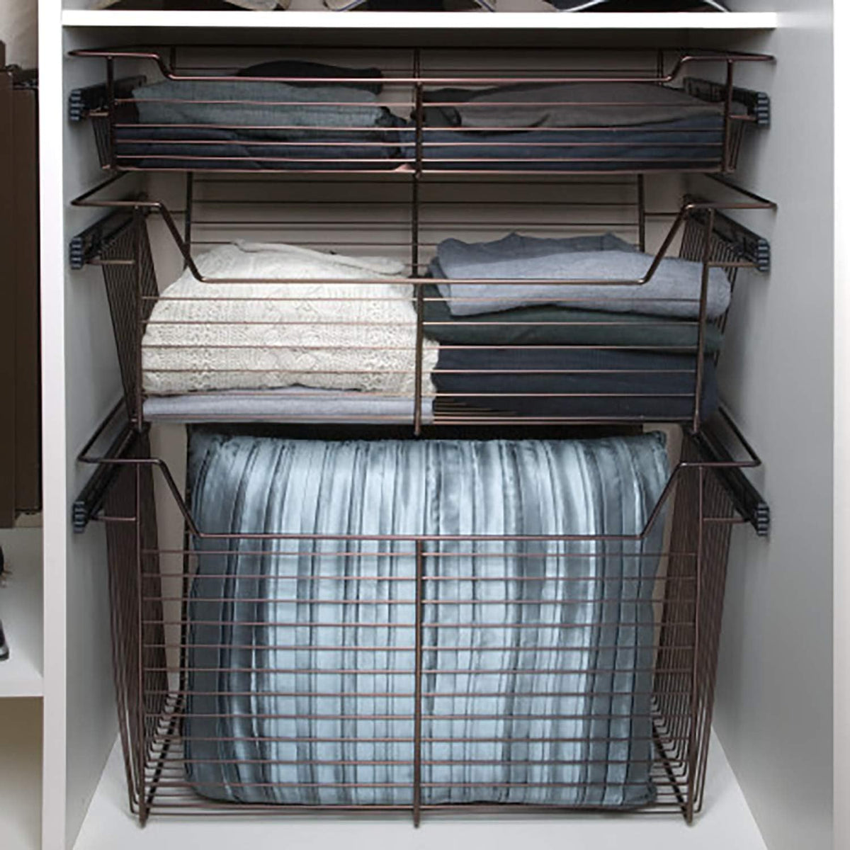 Bronze Wire Pullout Storage Basket Organizer (3 Pack) E19606