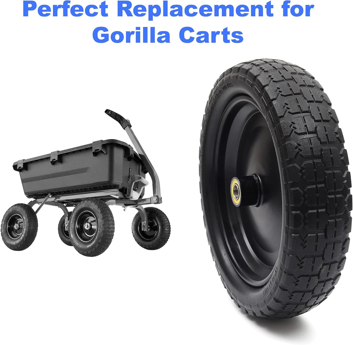 13'' Solid Polyurethane Flat-Free Tire and Wheel Assemblies 4-Pack E440