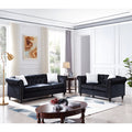 Black 2 Piece Sofa Set with 4 White Pillows H992916