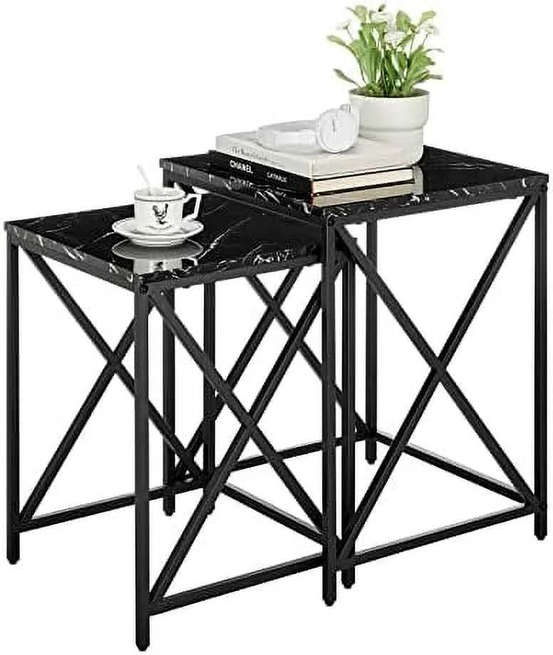 Square Marble Finish Nesting End Tables N87251
