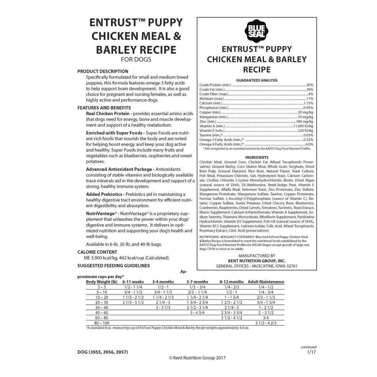 Puppy Chicken Meal & Barley Recipe V507985