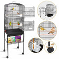 59.3” Black Wrought Iron Bird Cage with Rolling Stand O606827
