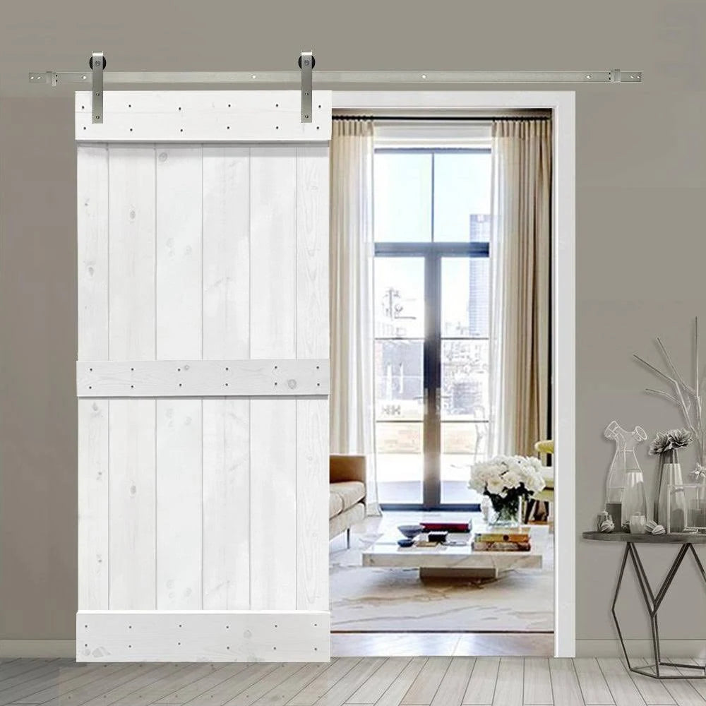 Stained Wooden Sliding Barn Door with Hardware Kit W264