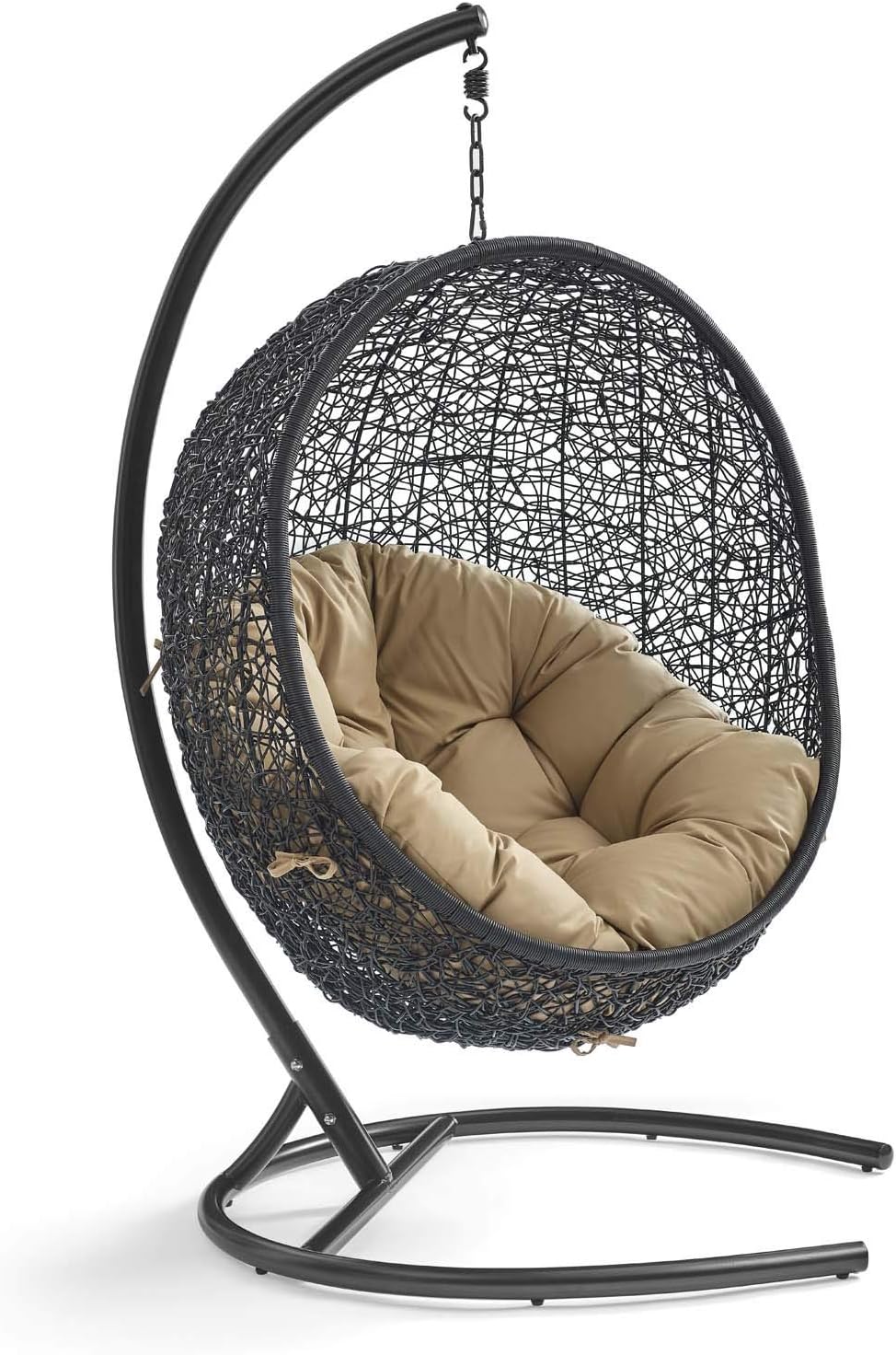 Beige Wicker Rattan Swing Chair with Stand C37859