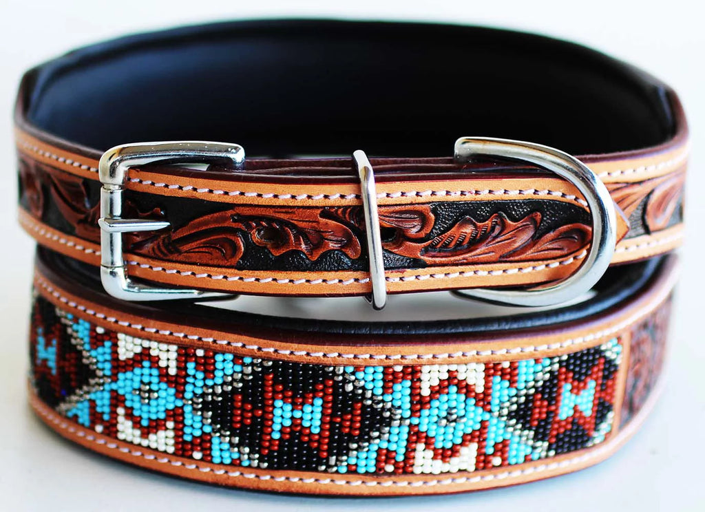Cow Leather Adjustable Padded Dog Collar S60516