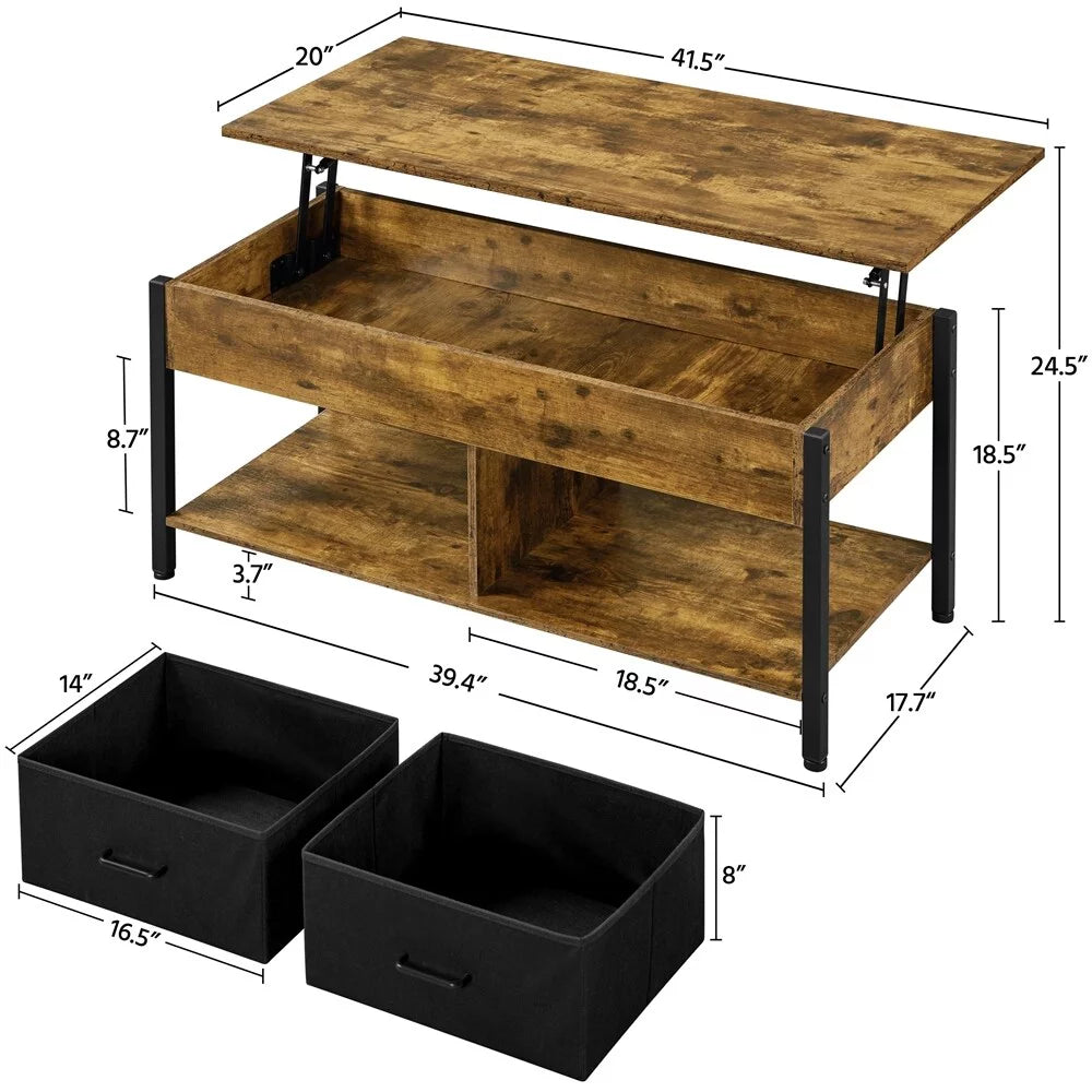 Lift Top Wood Coffee Table with Storage Baskets Y6637