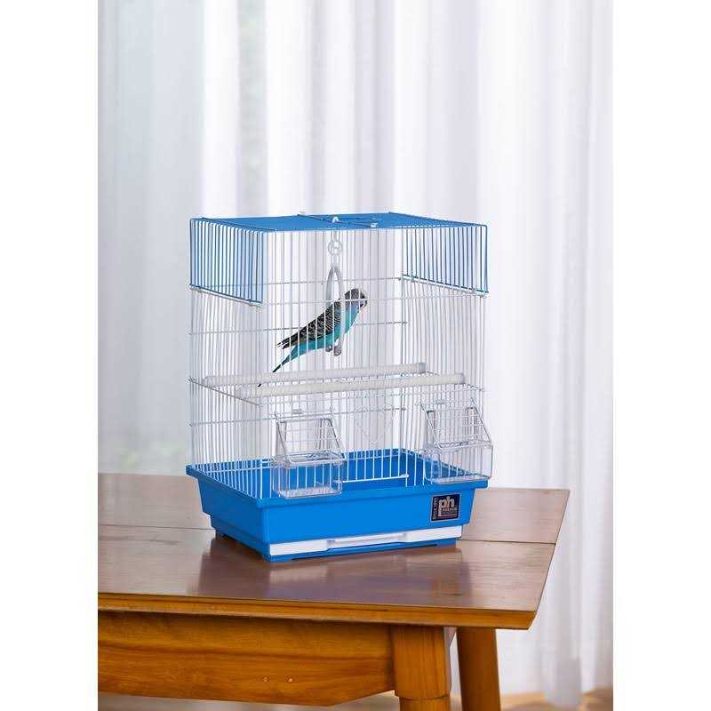 Blue and White Flat Top Bird Cage U514
