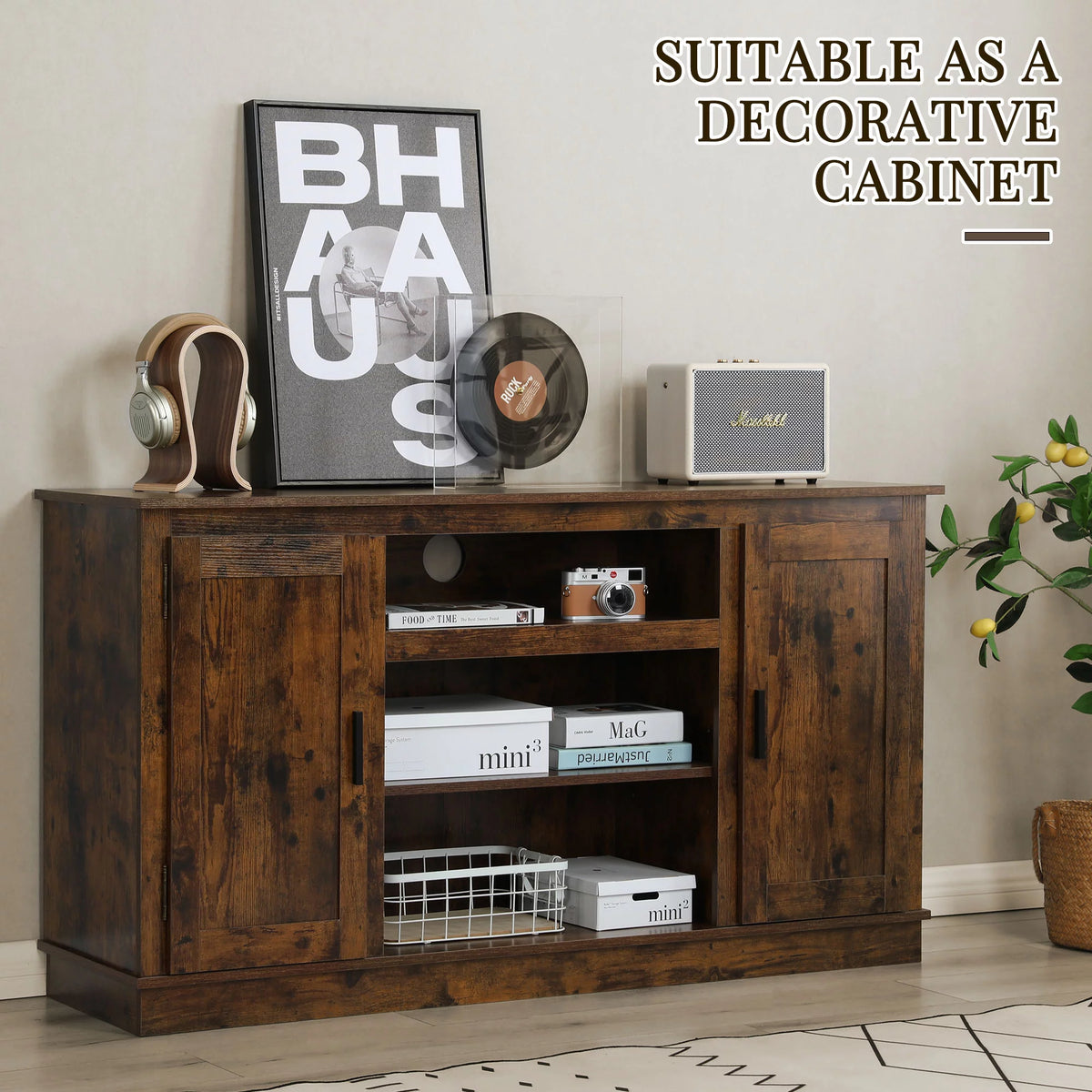 Mid-Century Fireplace TV Stand for 49 Inch TV S531