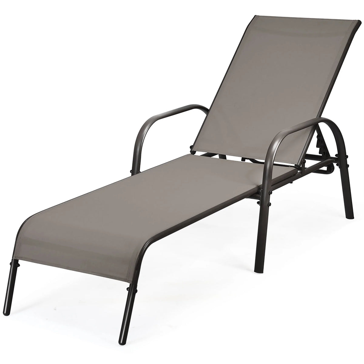 Brown Adjustable Reclining Patio Lounge Chair T390