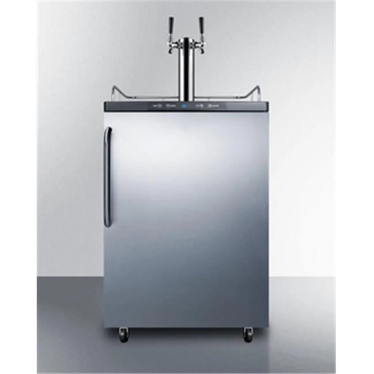 Freestanding Dual Tap Beer Dispenser with Digital Thermostat and Stainless Steel Door L50965