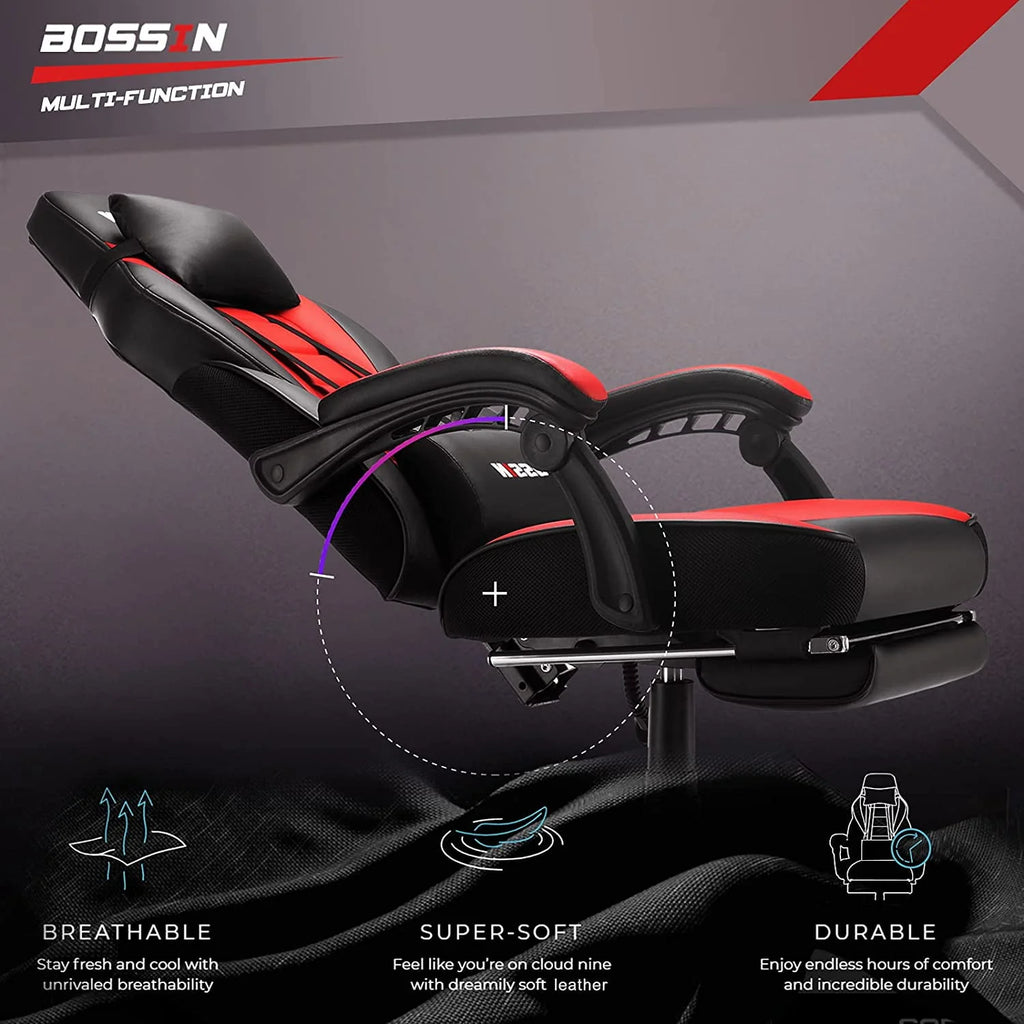 Gaming Chair with Footrest and Lumbar Support V9769