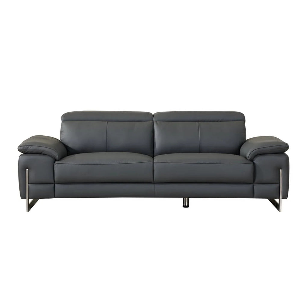 87" Genuine Italian Leather Sofa Dark Gray F304