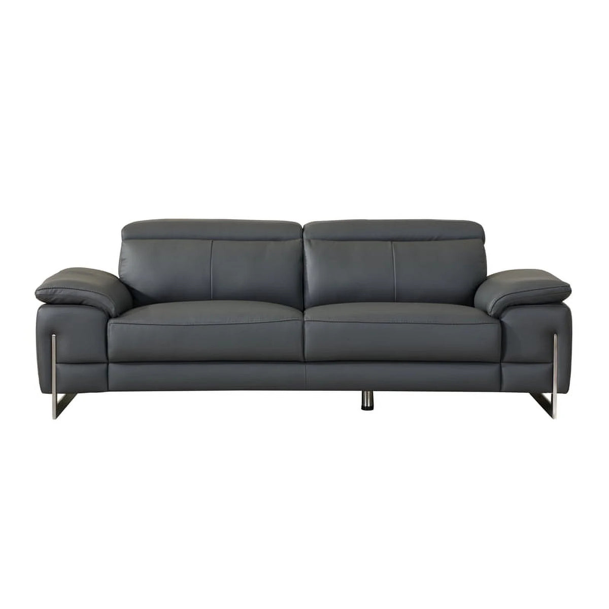 87" Genuine Italian Leather Sofa Dark Gray F304
