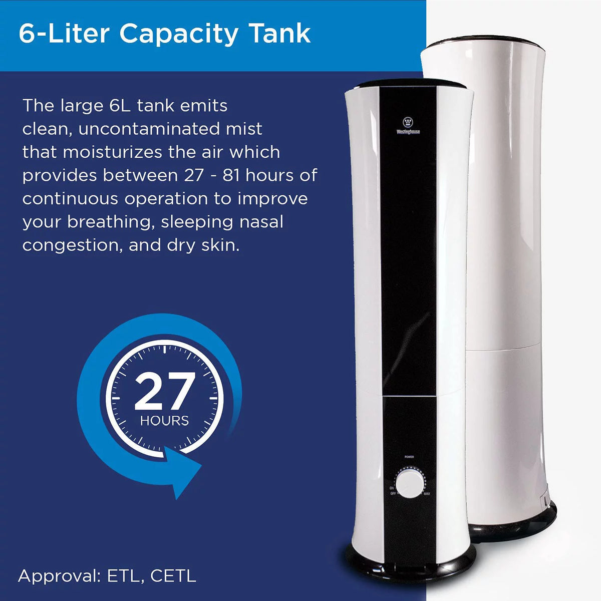 28-inch Ultrasonic Tower Humidifier and Essential Oil Diffuser V814910
