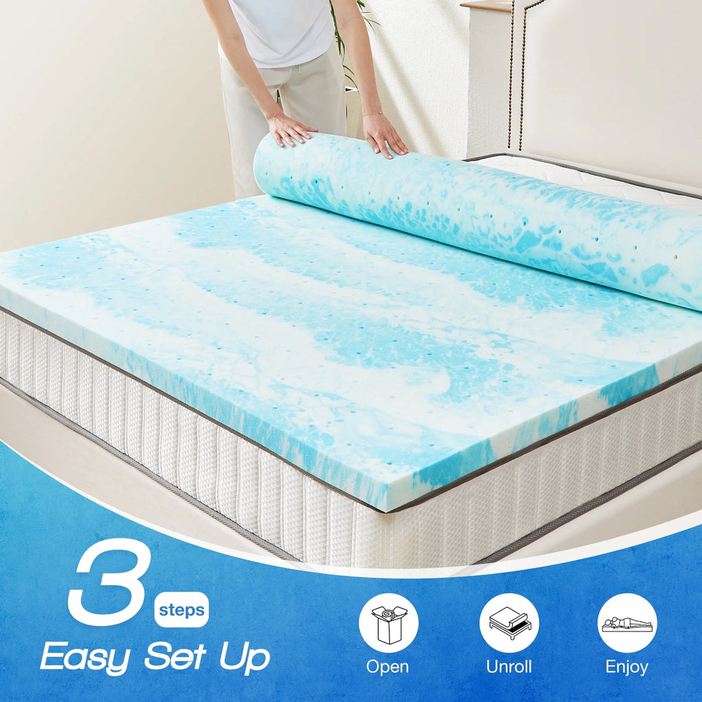 2 Inch Cool Gel Memory Foam Mattress Topper Queen Size P157
