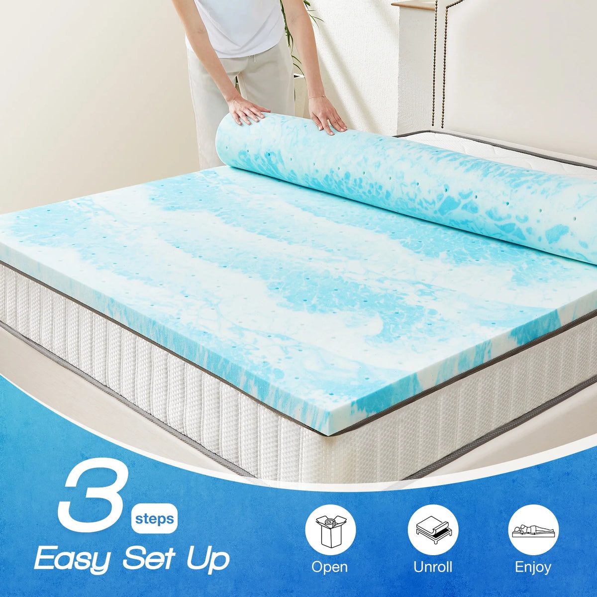 2 Inch Cool Gel Memory Foam Mattress Topper Queen Size P157