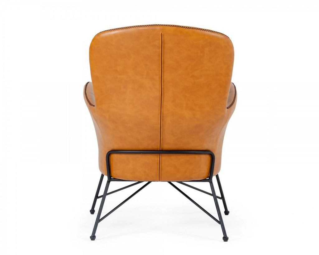 Brown Faux Leather Accent Chair V7315