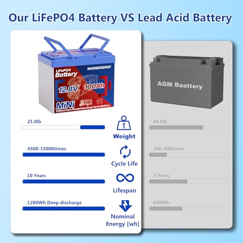 12V 100Ah Lifepo4 Battery, Bci Group 24, Built-in 100A Smart BMS Q21297