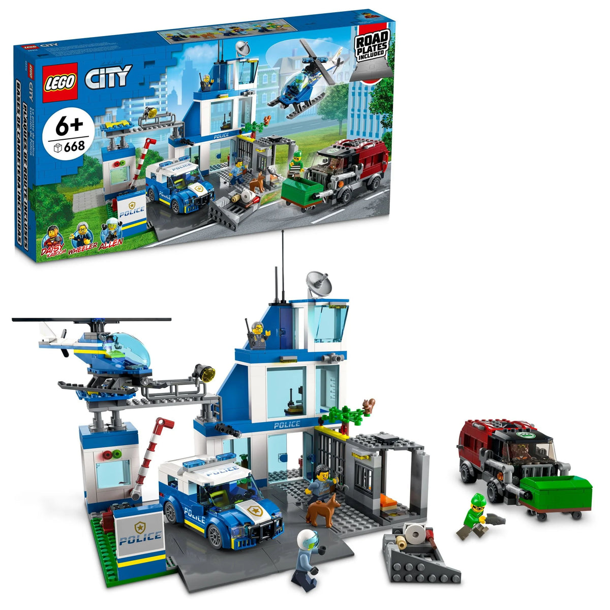 Police Station with Van, Garbage Truck & Helicopter Toy L883556