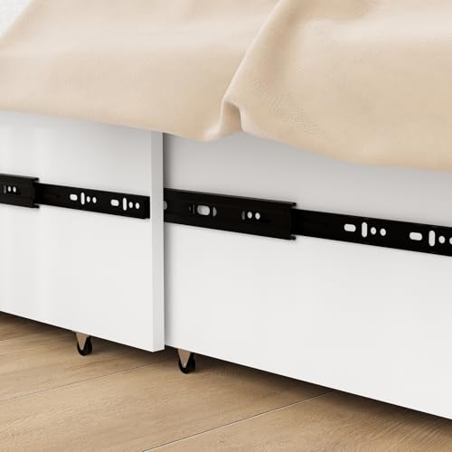 White Twin Size Murphy Bed with Charging Station and Drawer T396