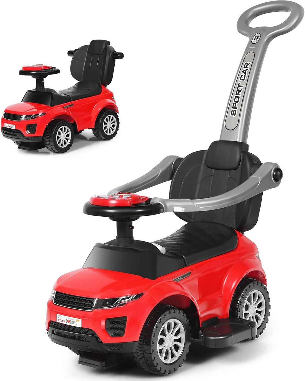 3 in 1 Ride on Push Car with Horn Music Light Pink N801