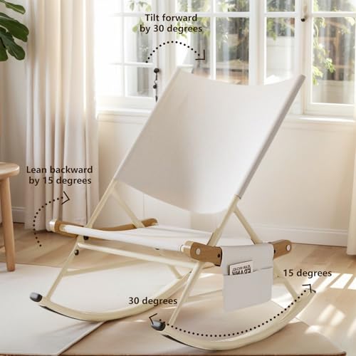Folding Outdoor Rocker Chair with Side Pocket Carry Bag White E519840