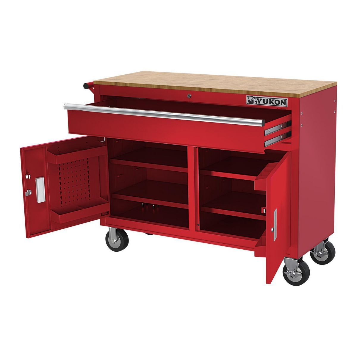 46 in. Mobile Workbench with Solid Wood Top T250