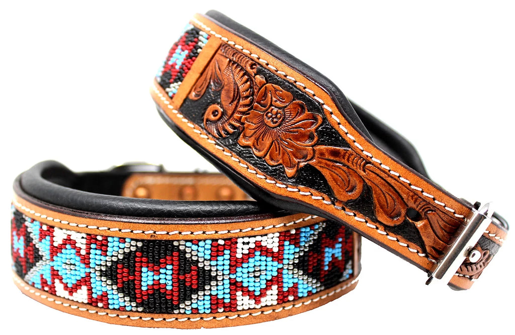 Cow Leather Adjustable Padded Dog Collar S60516