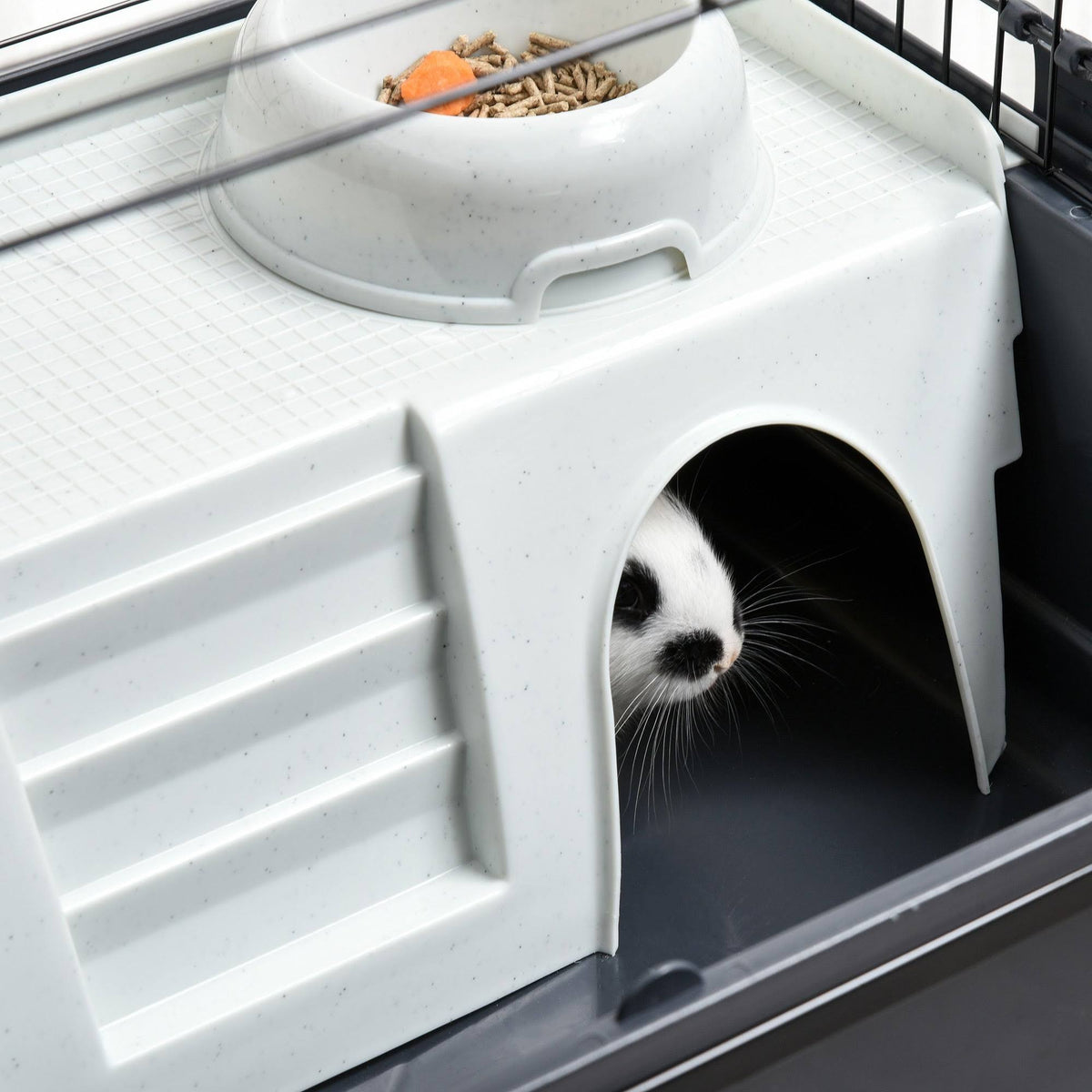 Small Animal Cage Rolling Rabbit Hutch with Detachable Stand H951548