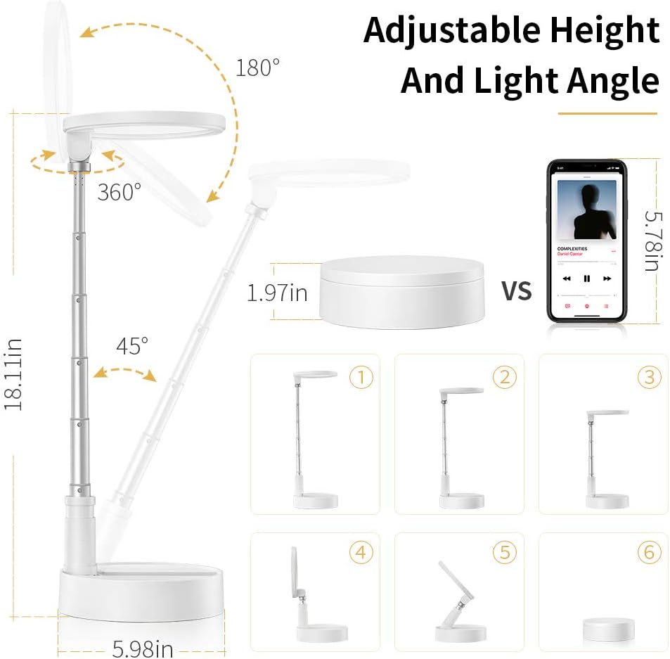 Table Lamp, Telescopic, Foldable, 5 Brightness, 3 Color Mode C909