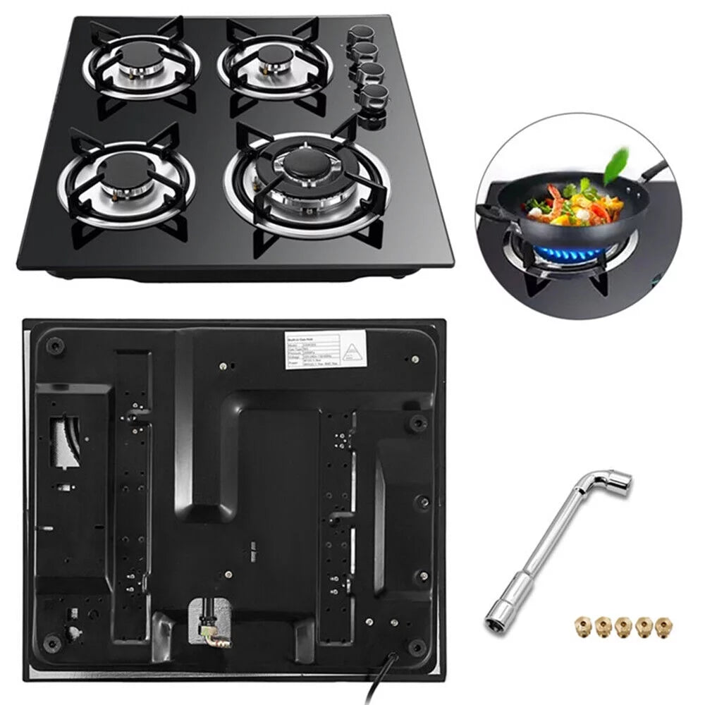 Black 4 Burners Built-In Gas Cooktop I7681