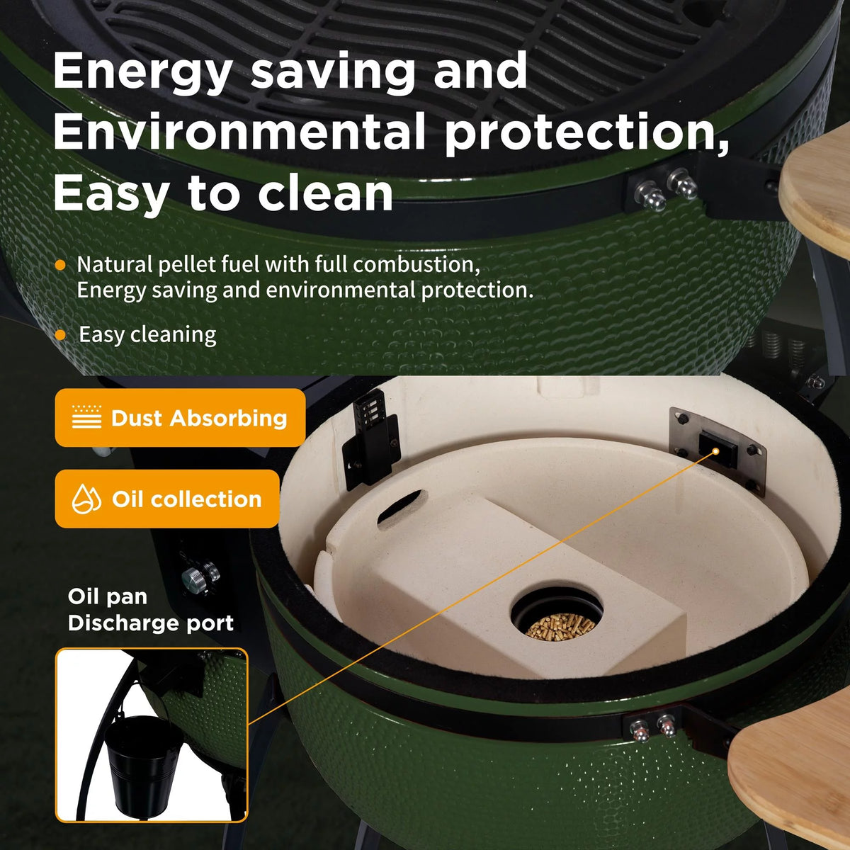 24 Ceramic Pellet Grill 4-in-1 Green Y2245