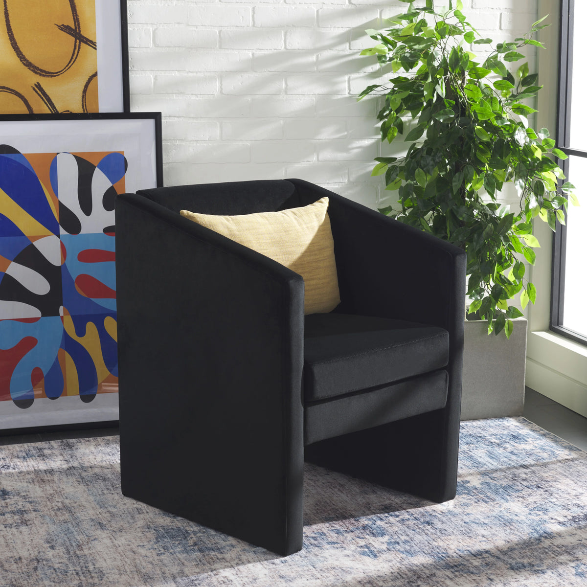 Black Velvet Accent Chairs N3534