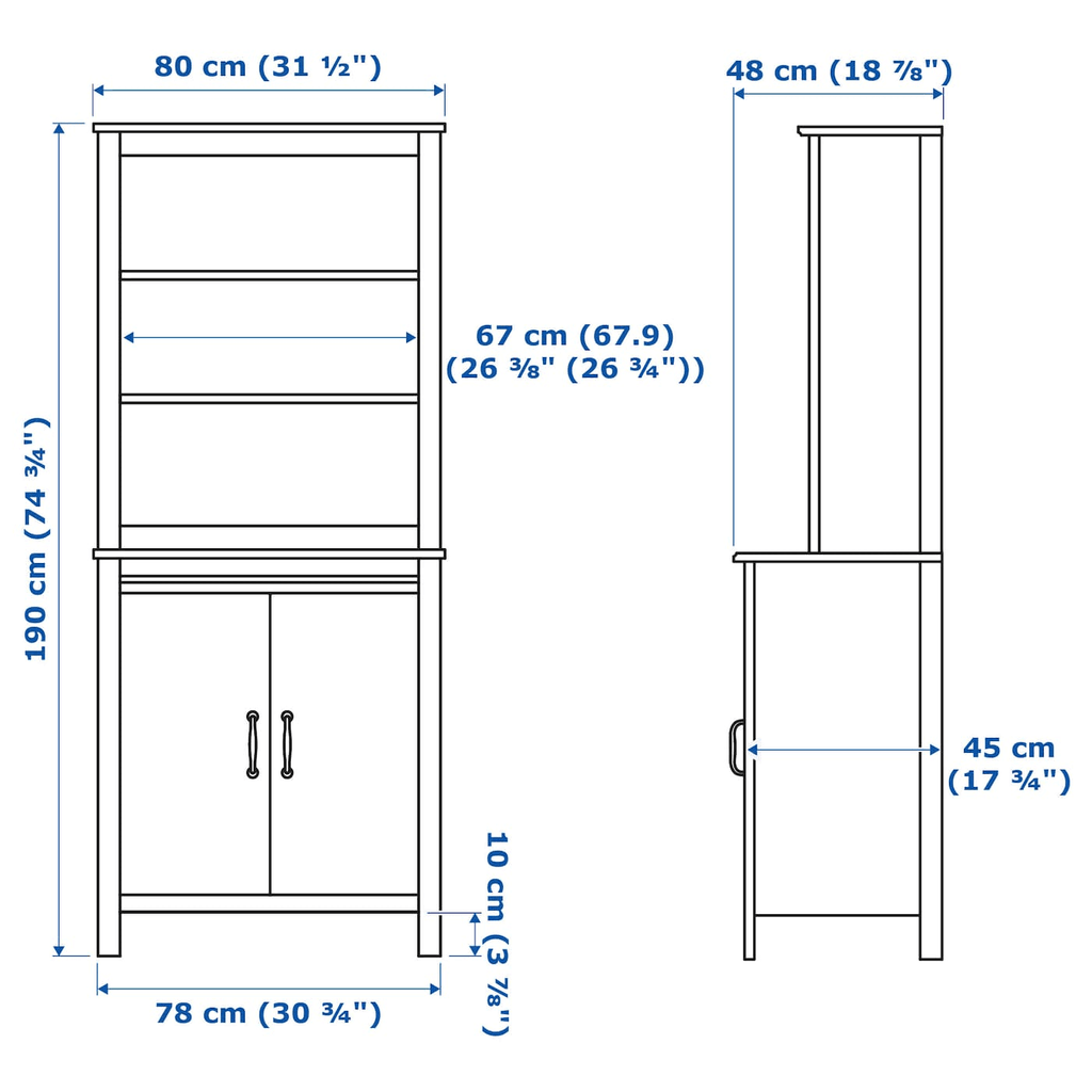 White High Cabinet with Doors N1095