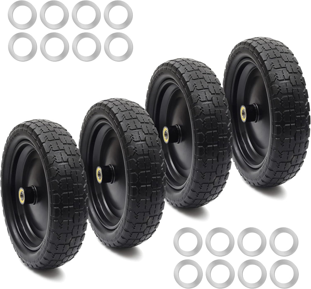 13'' Solid Polyurethane Flat-Free Tire and Wheel Assemblies 4-Pack E440