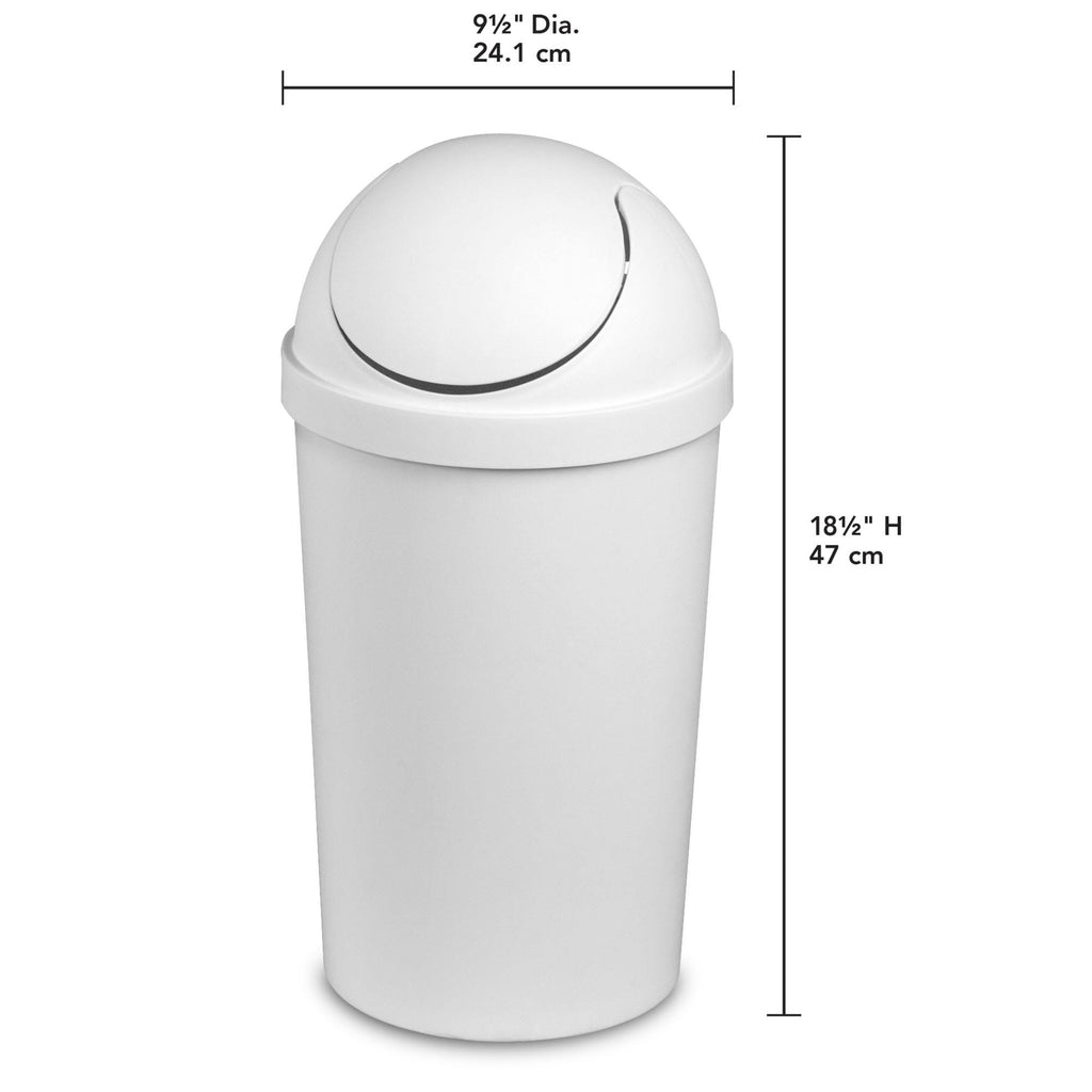White Round Swing Top Plastic Wastebasket 12-Pack G237458