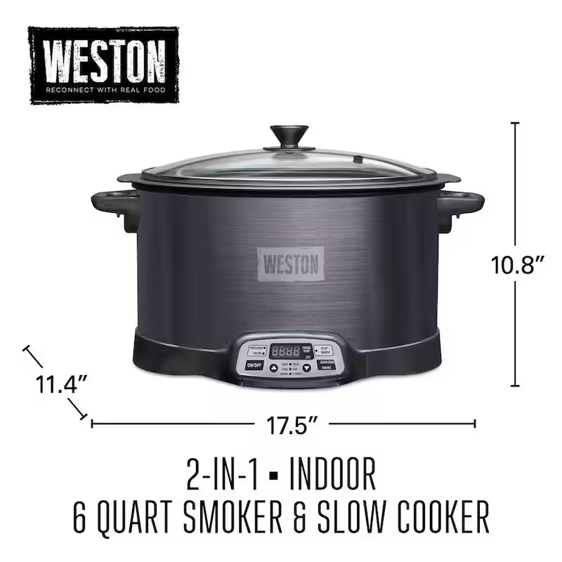 Black 6 qt. Programmable Slow Cooker with Smoker A49548