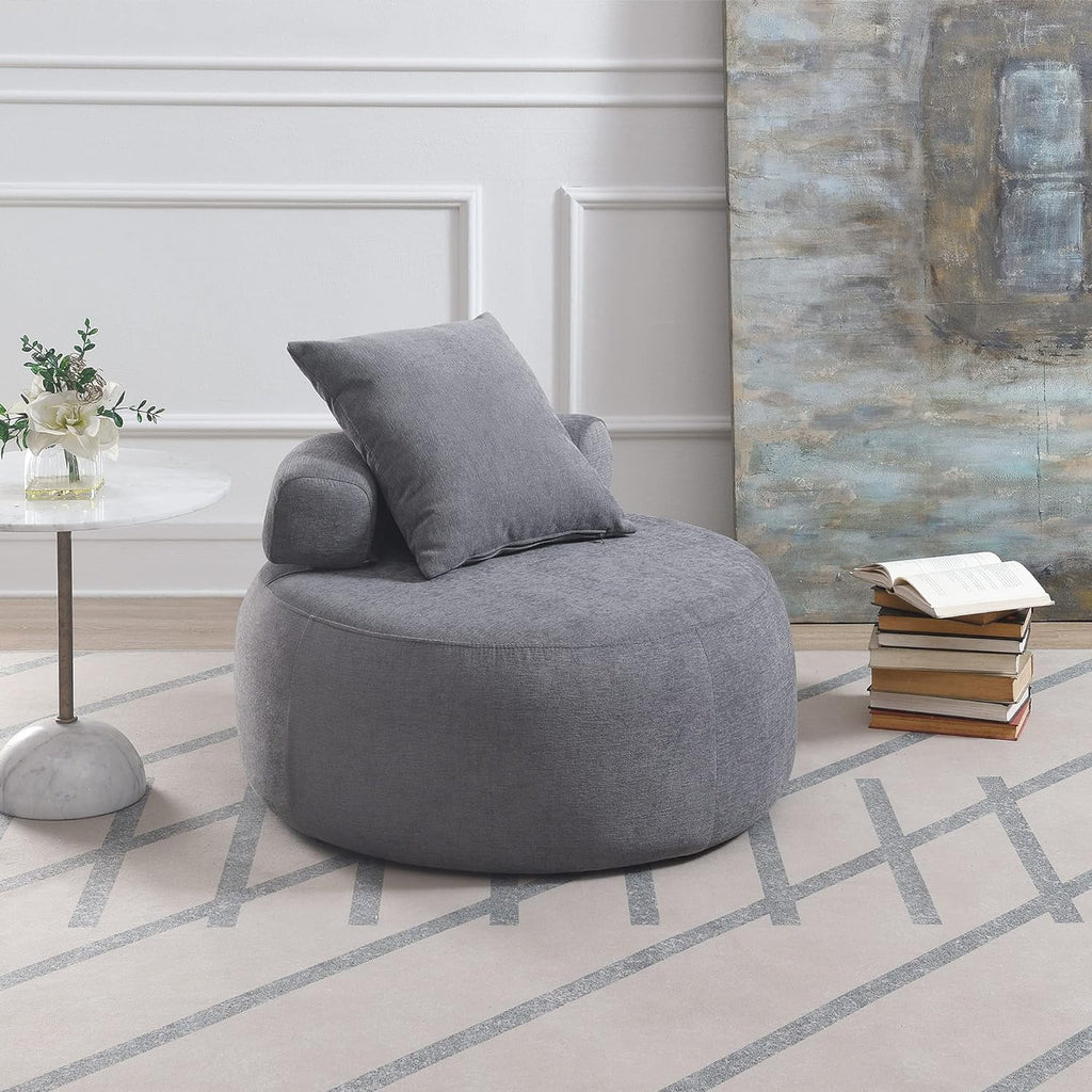 Light Gray Accent Barrel Chair with Pillow Z179758
