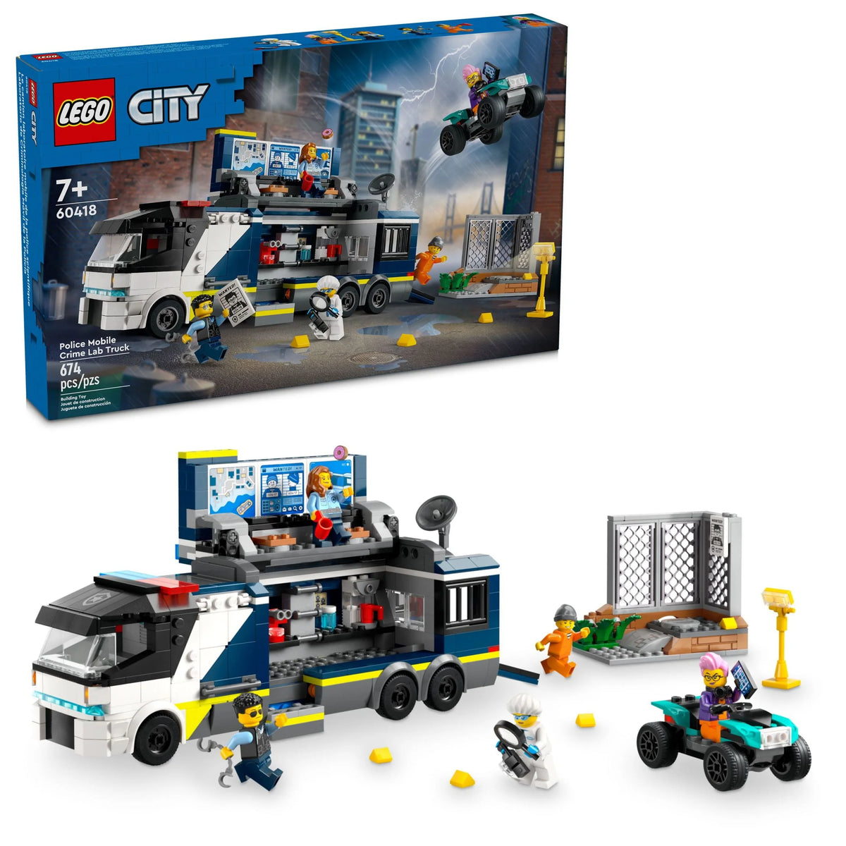 Police Truck Toy with Quad Bike and Minifigures M931313