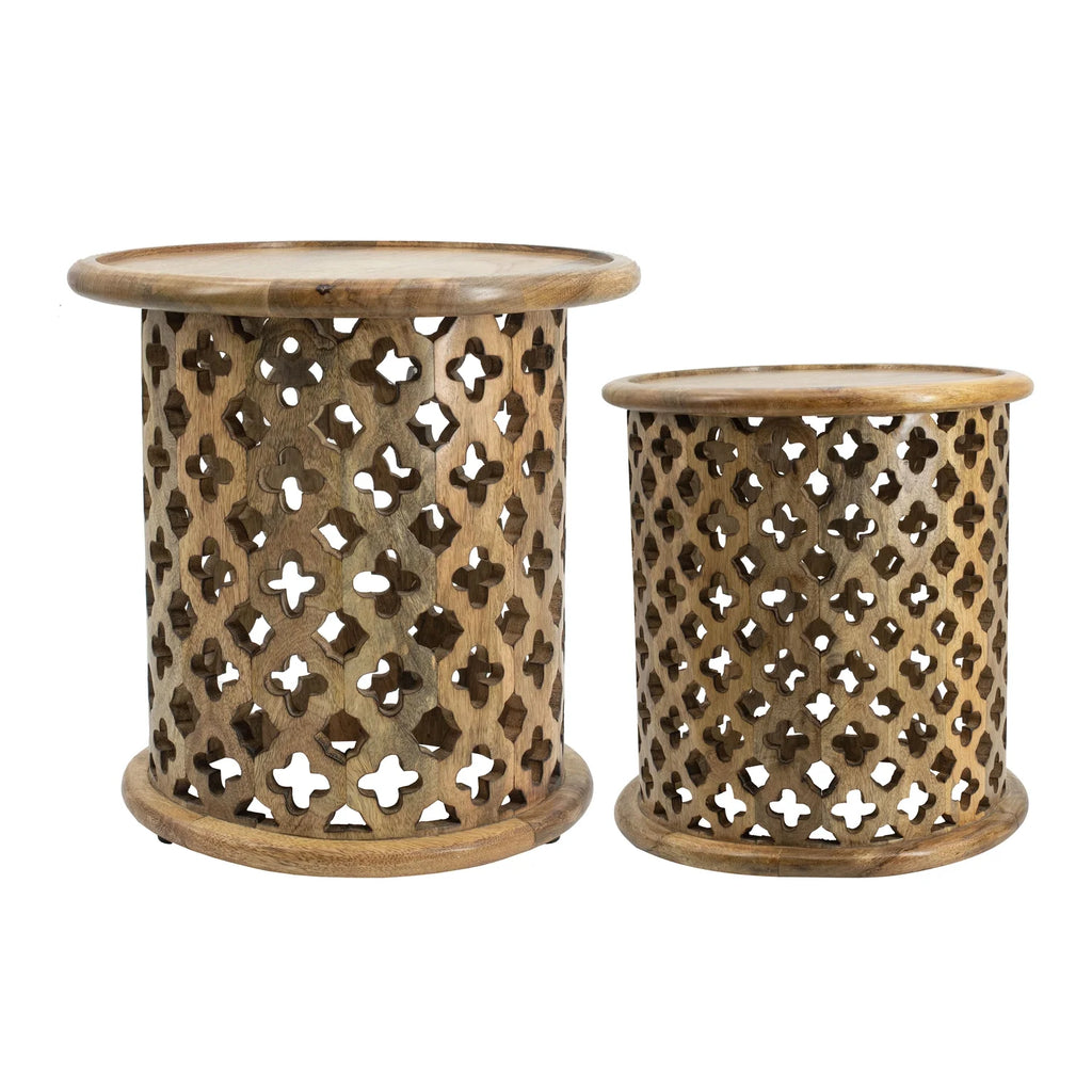 Natural Burn Set of 2 Side Table Q277126