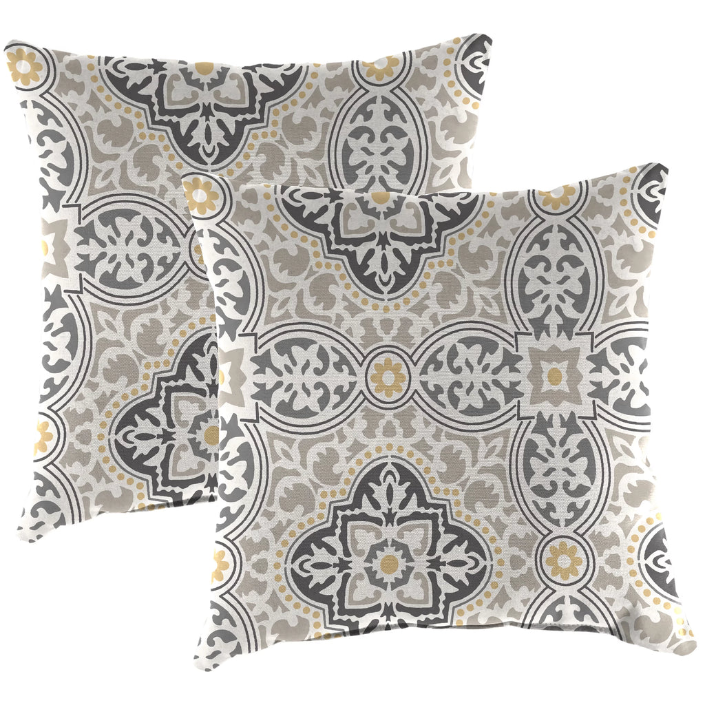 Grey Quatrefoil Square Outdoor Throw Pillow 2 Pack V97225