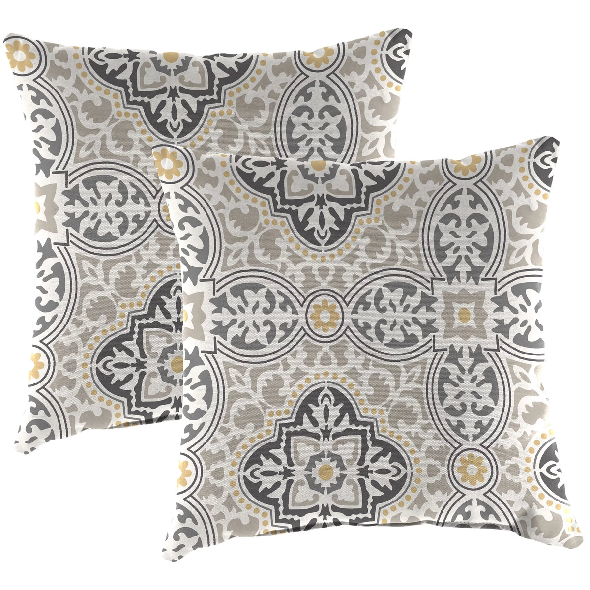 Grey Quatrefoil Square Outdoor Throw Pillow 2 Pack V97225
