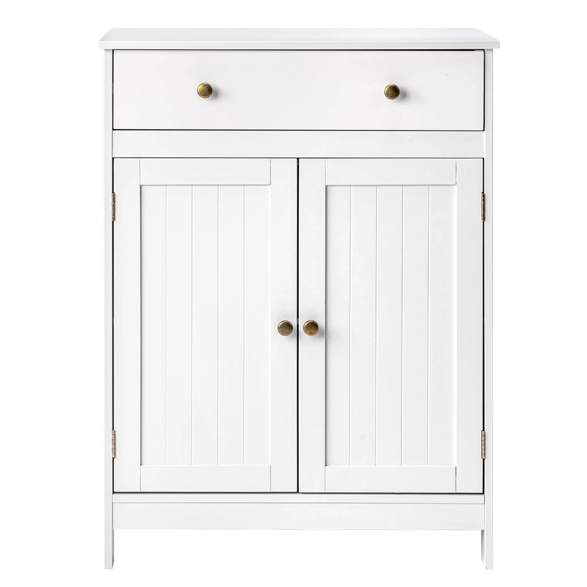 White Wooden 2-Door Bathroom Cabinet with 1 Drawer F3956
