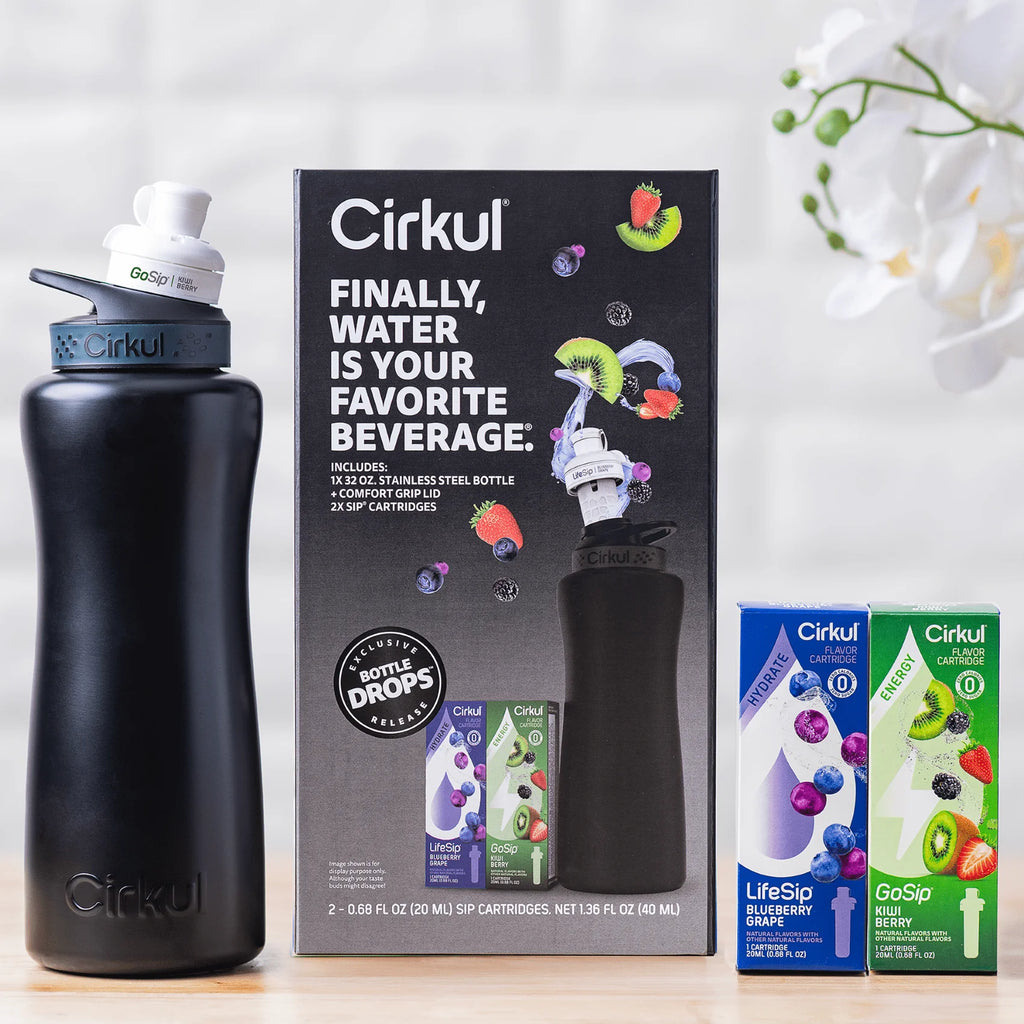 32oz Rose Gold Stainless Steel Water Bottle Starter Kit with Lid and 2 Flavor Cartridges B89337
